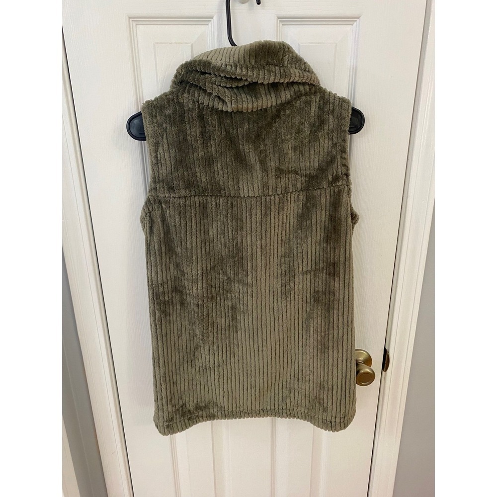 Columbia Fire Side Sherpa Vest Womens Medium Olive Green Full Zip Fleece AL2764 - Picture 7 of 10